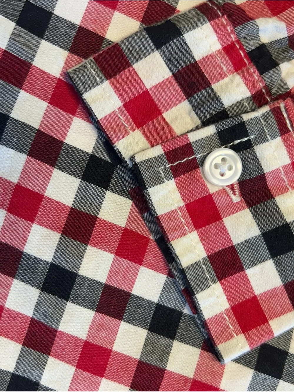 Gymboree Red Black White Plaid Button-Down Shirt Boys 10 100% Cotton